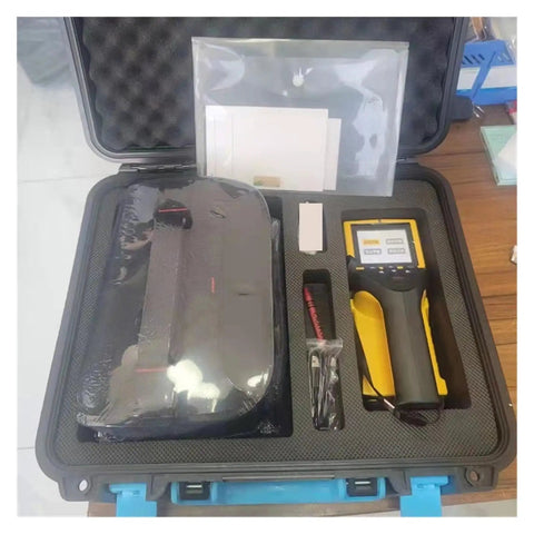 High Precision Handheld Stud Finder Wall Scanner With Color Display in protective case, accessories included for wall scanning.