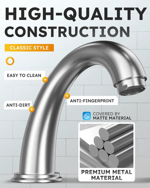 Brushed Nickel Widespread Bathroom Faucet With Two Handles, 3 Hole Installation, showcasing anti-fingerprint matte finish