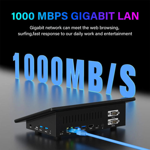1000 MBPS GIGABIT LAN ports on rugged tablet showing connectivity for efficient daily tasks and entertainment.