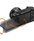 ZV-E10 Mirrorless Camera Kit With 16-50mm Lens, 128GB Extreme Speed Memory, 2x Lenses, Case, Tripod, Filters, Hood, Grip, Spare Battery And Charger, Editing Software Deluxe Bundle featuring adjustable LCD screen