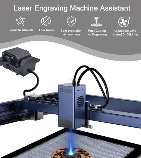 Pro Grade 54 LPM Airflow Air Assist For Laser Engraver With Adjustable Knob 110V Low Noise Smoke Removal For Cleaner Cuts and Precision