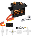 21G Micro Digital Servo with 25T arm and full metal gear, connectors, and attachments for RC crawlers, cars, trucks, boats, planes, and robots