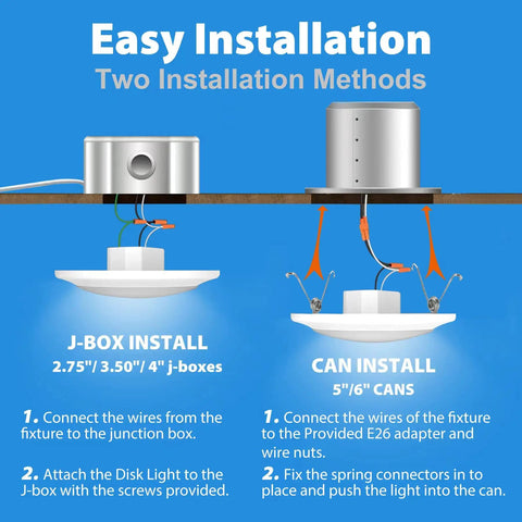 6 Inch LED Disk Lights Pack Of 12 Dimmable Recessed Ceiling Downlights With 5 CCT Selectable 2700K To 5000K 1050 Lm Easy Install Methods