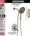 Linden 17 Series Dual Function Shower Faucet Kit With 4 Spray In2ition 2 In 1 Handheld Shower Head And Hose Stainless Finish T17293 SS I Valve Not Included dimensions guide