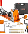 34 Piece Pocket Hole Jig Kit With Toolbox Adjustable Versatile Pocket Hole Jig Set Featuring 11 Inch C Clamp Fixtures