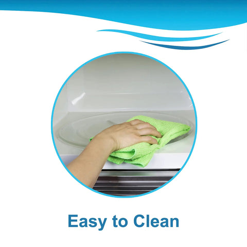 Glass Microwave Turntable Tray Replacement, Twelve And Three Quarters Inch Diameter, Fits GE Ovens And WB49X10129 Series, being cleaned