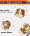 Brass pipe reducer bushing, 3/4in MNPT to 1/4in FNPT, hex body, front view