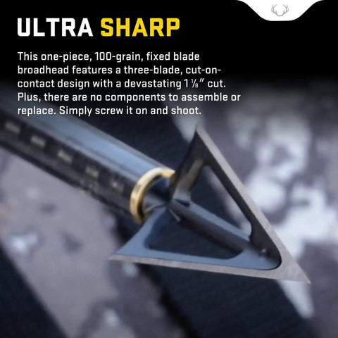 Evo X Montec Fixed Blade Broadhead Pack Of 3 100 Grain Three Blade Design For Bow Hunting Cut On Contact With Pinpoint Accuracy