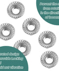 50 Pack M10 X 1.5mm 304 Stainless Steel Serrated Flange Hex Nuts Metric Lock Hardware showcasing serrated design for secure locking.