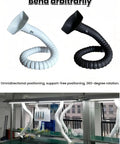 Heavy Duty Flexible Ventilation Tube With A No Brainer Flow Valve For Welding Soldering Grinding Dust Removal displayed in white and black colors.
