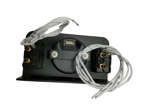 Back view of Dual Air Gauge Control Kit With Digital Paddle Switch For Air Suspension And Independent Air Pressure Sensor Control Dash Mount Blue Built For Tough Truck Use Easy Install And Reliable Performance with two wires visible.