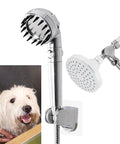 Ultimate No Drill Dog Shower Attachment Kit for Quick Baths with dual shower heads and chrome finish, ideal for pets.
