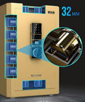 Home Safe With Fingerprint Lock And Digital Keypad, Fireproof And Waterproof Security Safe For Home Or Office, Heavy Duty Floor Safe In Black Finish, 1Pc, Rock Solid Protection You Can Trust showing detailed construction and lock mechanism
