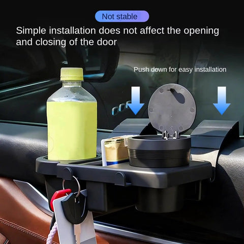 Boss Grade Rattle Free Cup Holder For Tesla Cybertruck And Rock Solid Engineered Abs Mount fits drinks and keys on door console.