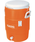 Heavy Duty 5 Gallon Beverage Cooler That Keeps Ice For Three Days In 90 Degree Heat, orange cooler with spigot and handles
