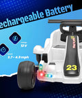 Rear view of 12V Kids Electric Drift Go Kart For Ages 4 And Up With Music And LED Lights Swivel Rear Wheels Adjustable Seat Belt