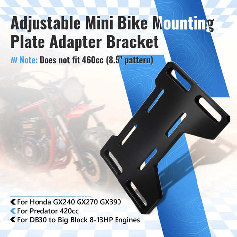 Heavy Duty Adjustable Mini Bike Mounting Plate Adapter Bracket For GX240 GX270 GX390 And Predator 420cc Engines Fits DB30 Through Big Block 8 13HP OHV Mini Bikes Black, black aluminum plate