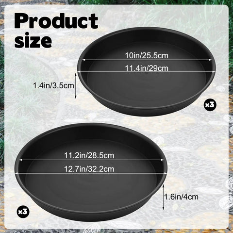 Round Stepping Stone Molds Set Of Six In Two Sizes Ten Inch And Eleven Point Two Inch Inner Diameters Reusable Concrete Molds For Garden Walkway Create Custom Stepping Stones Or Stained Glass Projects Black, shown in two different sizes.