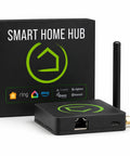 Keep Your Smart Home Running Slick With A Premium Hub Delivering Actual Local Control And Seamless Automation Zero Cloud Lag Bulletproof Privacy Solid Offline Reliability And Worry Free Management For Every Connected Device, black smart home hub with antennas and logo.