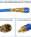 Oil And Dye Injector Kit For Car HVAC AC Compressors, 13mm quick coupler, 1/4 SAE connector, blue and gold components