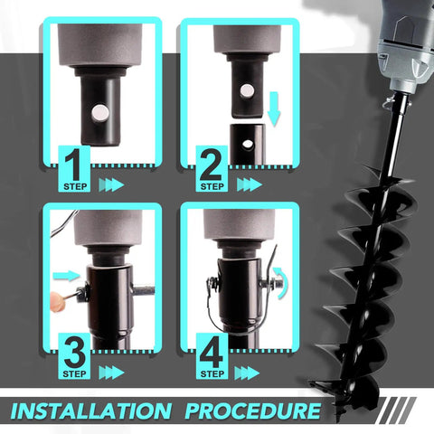 Installation steps for 40V Brushless Cordless Earth Auger 6 Inch Post Hole Digger With 2.5Ah Battery And 4A Charger LED Work Light Forward And Reverse Rotation For Easy Drilling Like A Boss