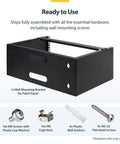 Heavy Duty 4U Wall Mount Network Rack Featuring No Sweat Assembly For Shallow Servers Switches And Patch Panels With Clean Cable Clearance and hardware.