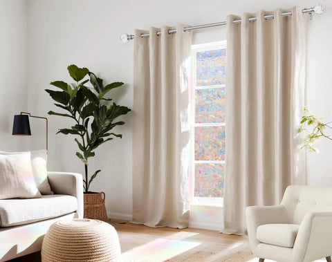 1 Inch Curtain Rod Set For Windows 32 To 58 Inches Telescoping Silver Rods With Sparkly Acrylic Crystal Finials in living room