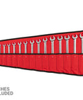 19 Tool 12 Point Ratcheting Wrench Roll Kit For 6 To 24 mm Wrenches, OTP21207 Made In USA, red pouch, wrenches shown for reference