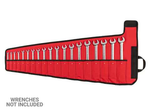 19 Tool 12 Point Ratcheting Wrench Roll Kit For 6 To 24 mm Wrenches, OTP21207 Made In USA, red pouch, wrenches shown for reference