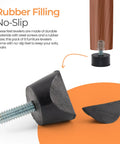 1/4-20 Rubber Adjustable Furniture Levelers, Eight Pack Leveling Feet Screws showing no-slip rubber base and steel screw