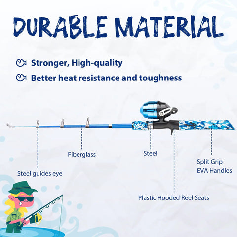 Portable Telescopic Kids Fishing Pole Set For Boys And Girls 2 Pack With Rod And Reel Includes Tackle Box Fishing Net Travel Bag