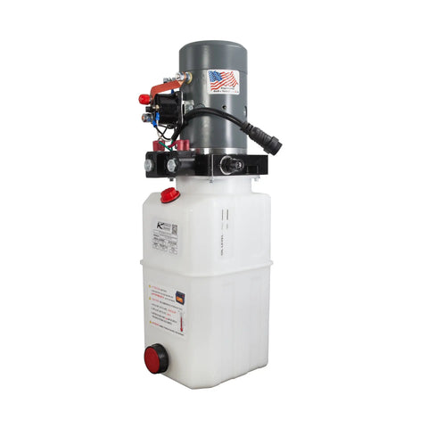 Beefy 12V Hydraulic Pump For Single And Double Acting Systems With 6 Quart Capacity Portable Durable Metal Build