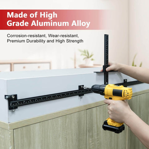 44 Inch Cabinet Hardware Jig Kit With 16 Inch Handle Jig And Auto Center Punch Aluminum Alloy Template Drill Guide for cabinet installation visible