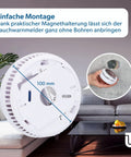 Smoke Detector With Magnetic Holder No Sweating Over Tools Super Strong 3M Adhesive Pads For Snappy Wall Mount, 100mm size.