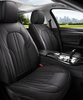 Front seats with All In One Waterproof Leather Car Seat Cover Set with Nappa Finish includes two front covers in black.