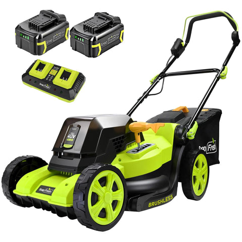 40V Brushless Cordless Lawn Mower With Dual 5Ah Batteries, Fast Charger, Easy Push Start, Lightweight Electric Mower