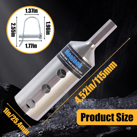 Heavy Duty Trailer Jack Drill Adapter Fits One Inch Top Wind Shafts Rustproof Stainless Steel Construction, 4.52in size.