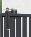 Heavy Duty Sliding Gate Roller Kit With 6 Inch Nylon Rollers Adjustable L Bracket Gate Guide And Support Hardware installed on gate