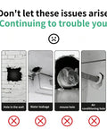 Illustration of common home issues including wall holes, water leakage, mouse holes, and air conditioning duct problems.
