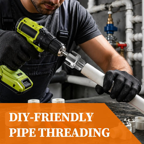 Using Six Piece Pipe Threader Kit For One Half Inch Three Quarter Inch One Inch NPT Carbon Steel Die Tool on PVC pipe