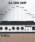 Front panel of Portable 20W Electric Guitar Amp With Built In 5 Inch Speaker Compact Travel Practice Amp, showing controls and inputs.