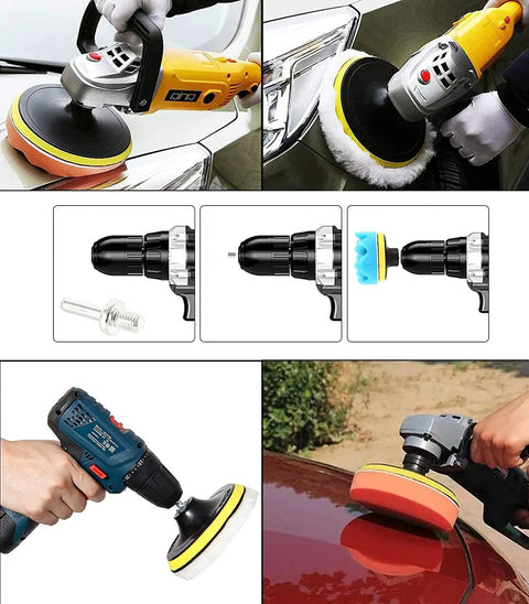 3 Inch 31 Piece Car Polishing Pad Kit With Foam Buffing Pads And Wool Buff Pad For Drill Quick Change Color Coded Sponges set