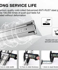 Heavy Duty Drawer Slides No Lock Easy Install Silver For Kitchen Cabinets And Home Use Boss Level Smooth Glide Steel Rails Durable Household Drawer Mounting And Quiet Operation, 51mm wide steel rail