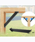 6 Pack 45 Degree Angle Brackets Top Shelf Heavy Duty Steel Corner Support Braces For Gazebos Tree Houses And Outdoor Decks shown mounted to a wooden beam.