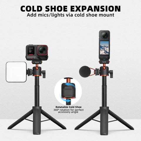 21 Inch Grab And Go Portable Selfie Stick Tripod With Quick Release Magnetic Lock For X5 Ace Pro 2 And 360 Action Cameras with cold shoe