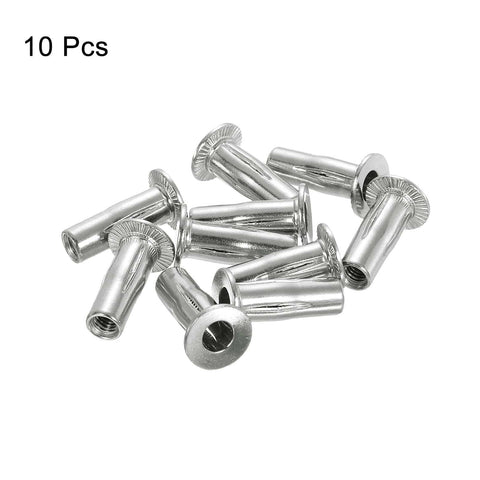 M6 Multi Grip Rivet Nuts 10 Pack With Nuts Included Pro Grade Built Tough Pre Bulbed Shank Flat Head Threaded Insert Nut 304 Stainless Steel