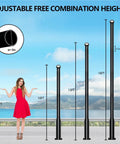 Comparison of 16 Foot Tall Solar Street Light Pole With Adjustable Modular Sections and metal poles at various heights.