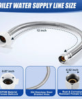 Heavy Duty Half Inch Toilet Angle Shut Off Valve Kit With 12 Inch Supply Line showing stainless steel braided hose detail.