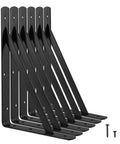 Heavy Duty Shelf Brackets 12 x 8 Inch Black Metal L Angle Brackets With Screws 10 Pack for Kitchen, Garage, and Storage Shelving
