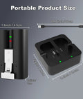 Heavy Duty Rechargeable Battery For Ring Doorbell Camera 2 Pack 7200mAh with dimensions and USB charging cable.